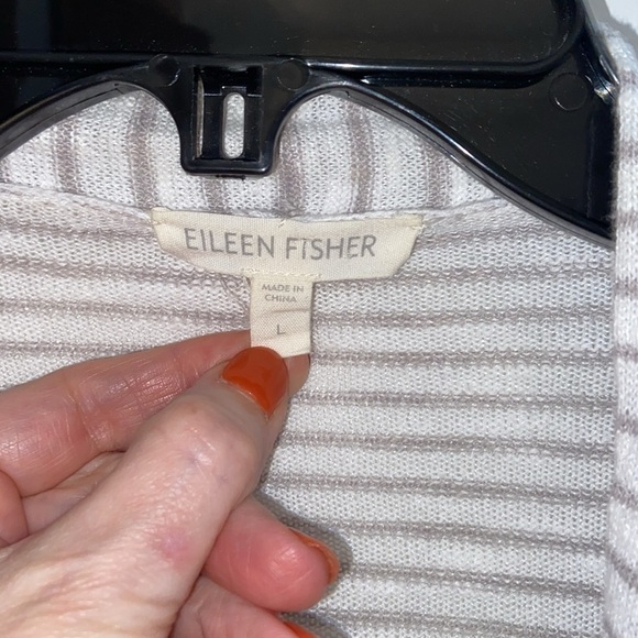 Eileen Fisher Open Striped Cardigan in size L, good used condition, see pics - Picture 3 of 9